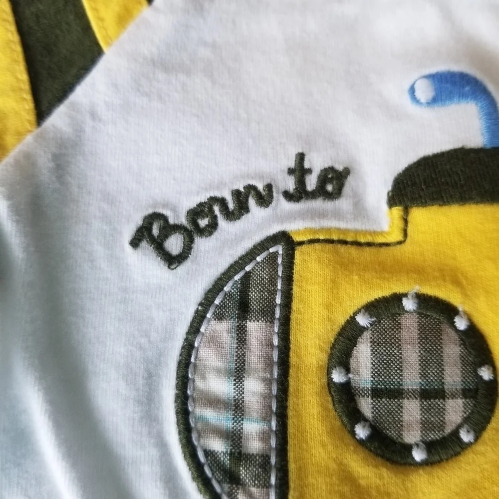 Born to Explore Carter's 3 mo olive green and yellow short/shirt set